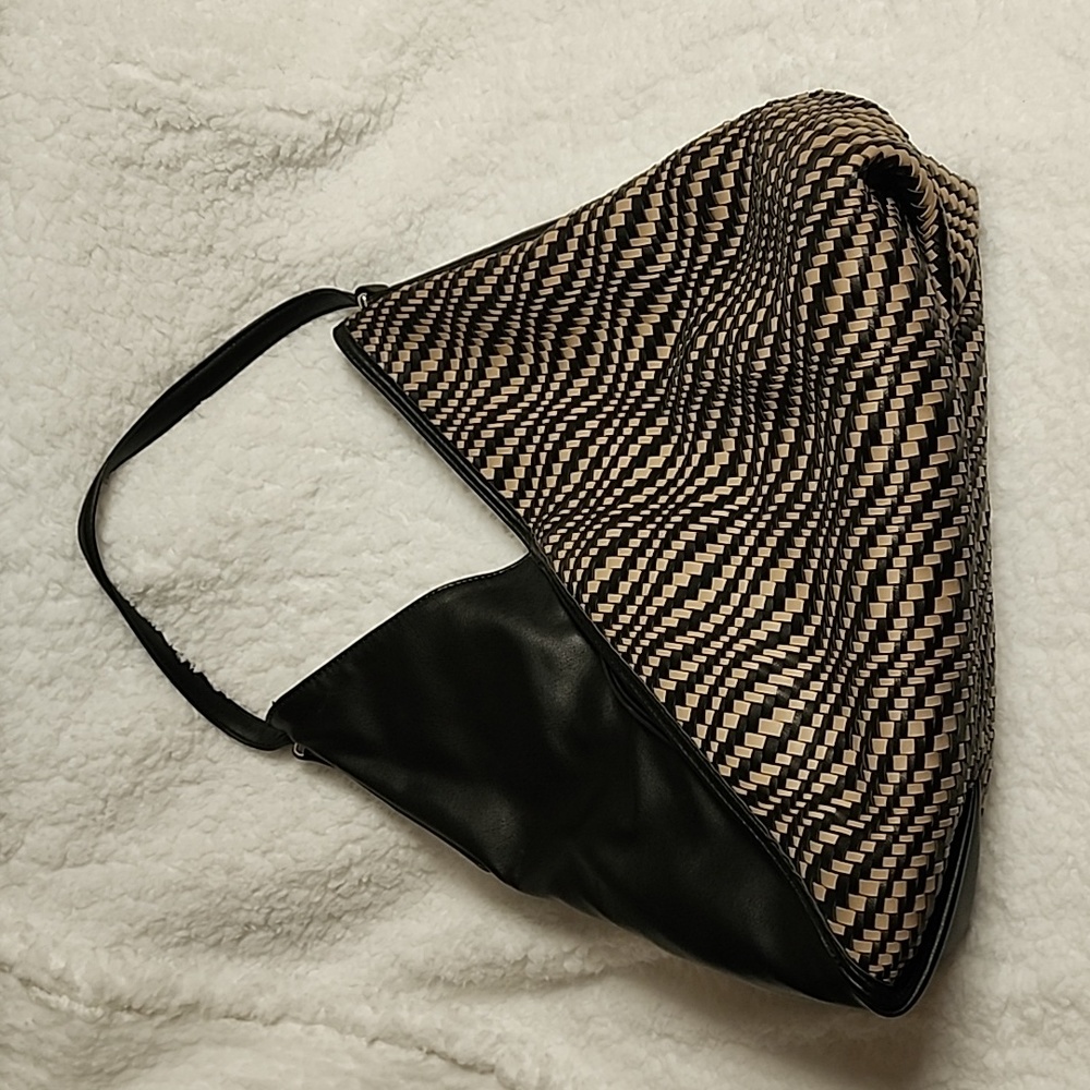 Large woven leather hobo